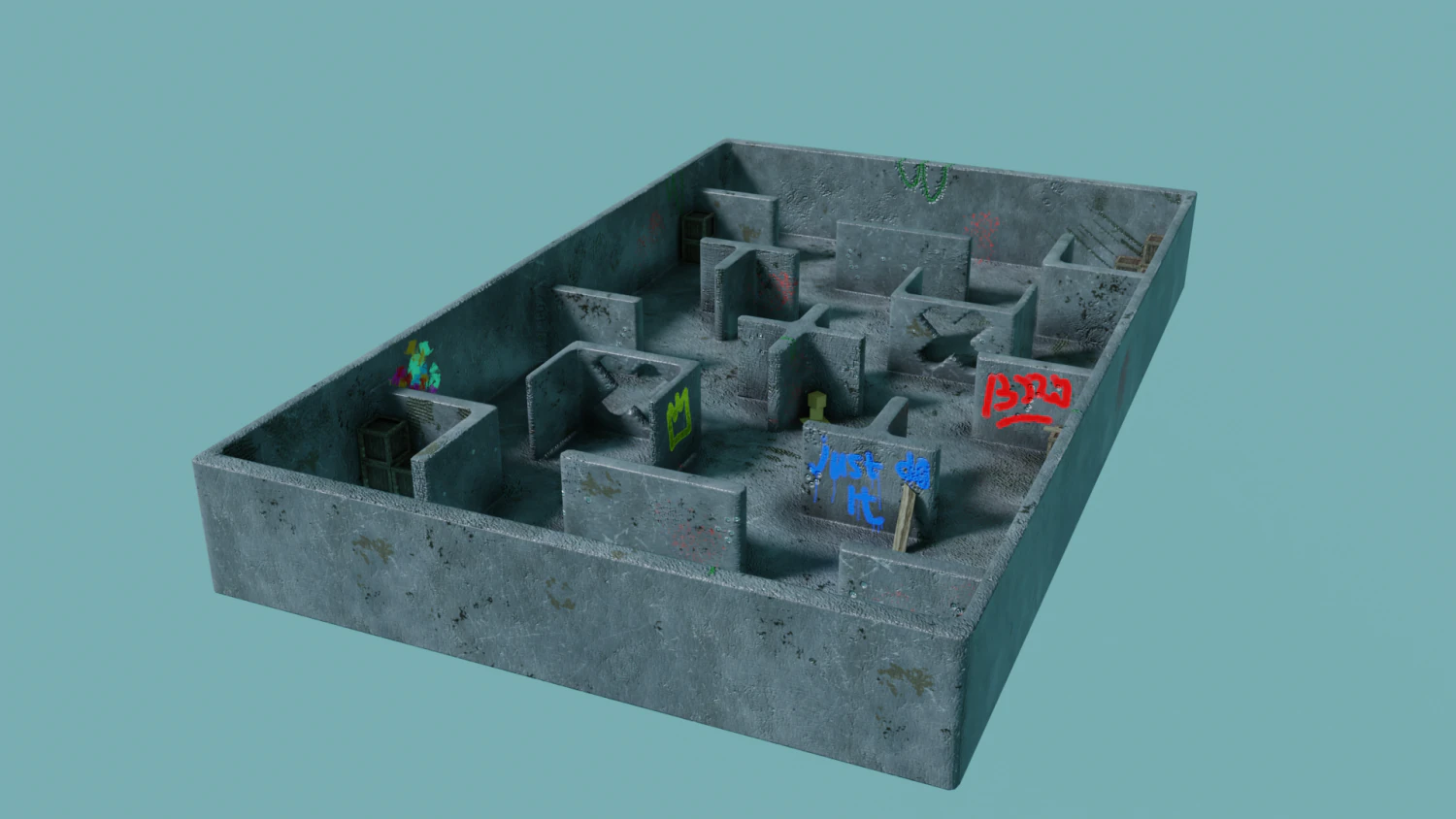 Map for 3d shooters 3D Model .c4d .max .obj .3ds .fbx .stl .blend 