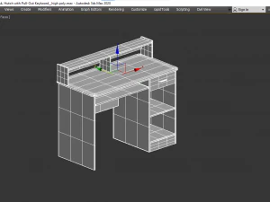 OneSpace Essential Computer Desk Hutch with Pull-Out Keyboard 3D Model
