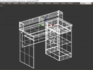 OneSpace Essential Computer Desk Hutch with Pull-Out Keyboard 3D Model