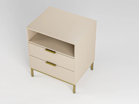 Modern Nightstand Square Bedside Table 3D Model
