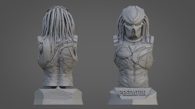 PREDATOR ULTRA-DETAILED SUPPORT-FREE BUST 3D MODEL Model Cetak 3D .c4d .max .obj .3ds .fbx .stl .blend 
