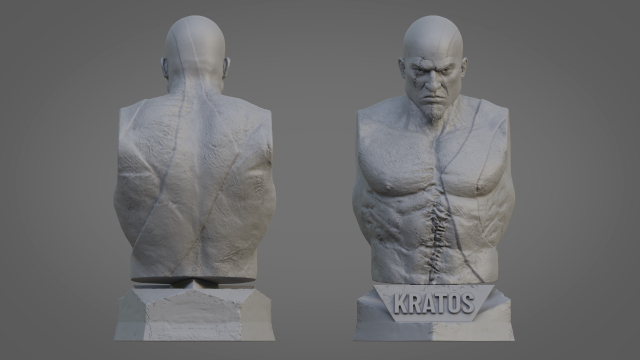 KRATOS ULTRA-DETAILED SUPPORT-FREE BUST 3D MODEL 3D 프린트 모델 .c4d .max .obj .3ds .fbx .stl .blend 