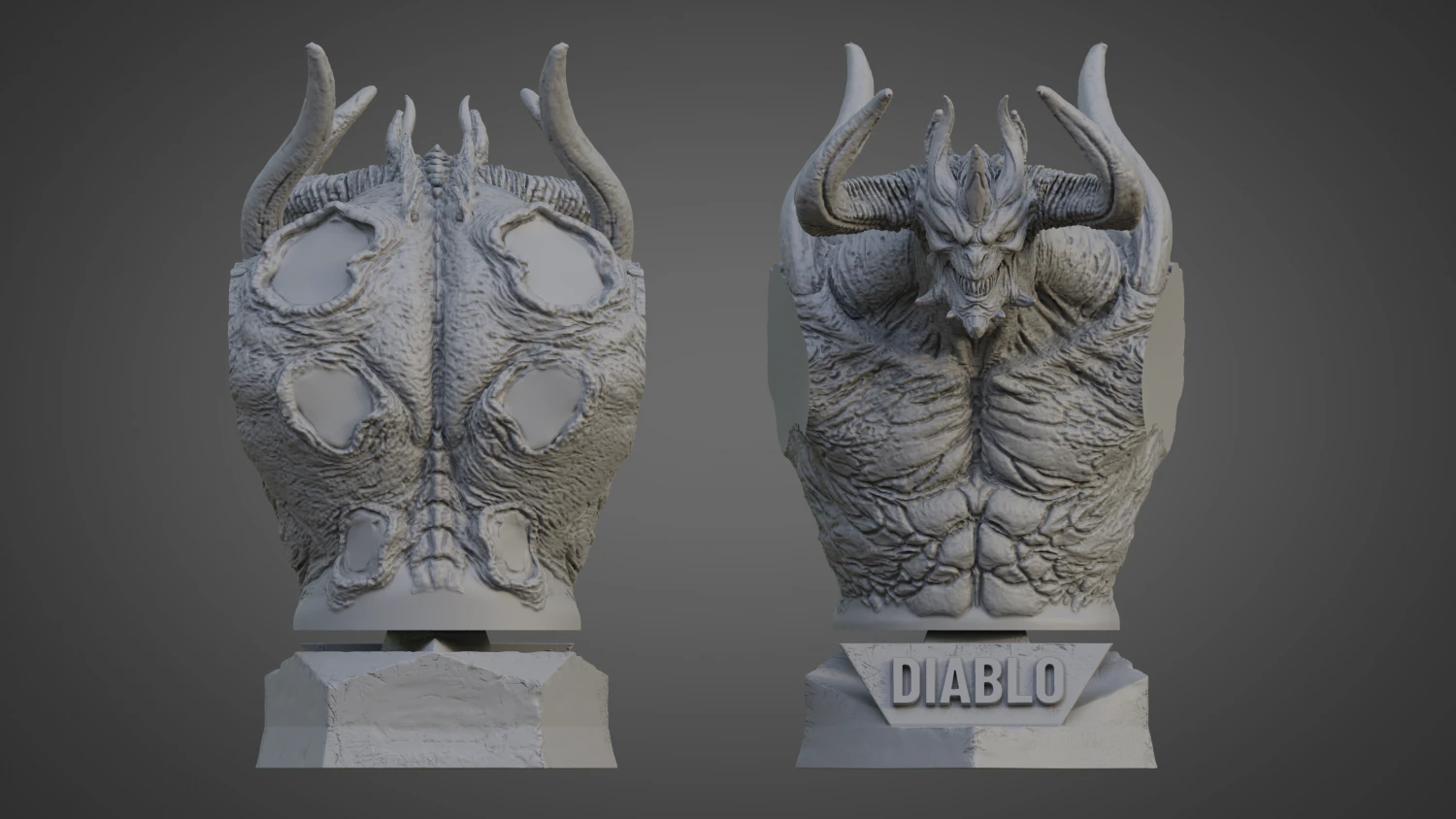 DIABLO ULTRA-DETAILED SUPPORT-FREE BUST 3D MODEL 3D Print Model .c4d .max .obj .3ds .fbx .stl .blend 