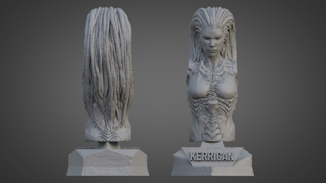 KERRIGAN ULTRA-DETAILED SUPPORT-FREE BUST 3D MODEL 3D Принт Модель .c4d .max .obj .3ds .fbx .stl .blend 