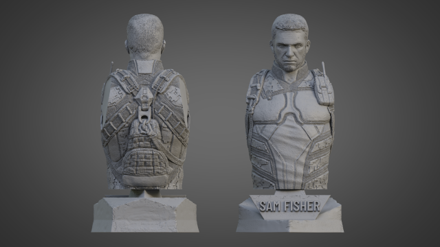 SAM FISHER ULTRA-DETAILED SUPPORT-FREE BUST 3D MODEL Modèles 3D en vedette .c4d .max .obj .3ds .fbx .stl .blend 