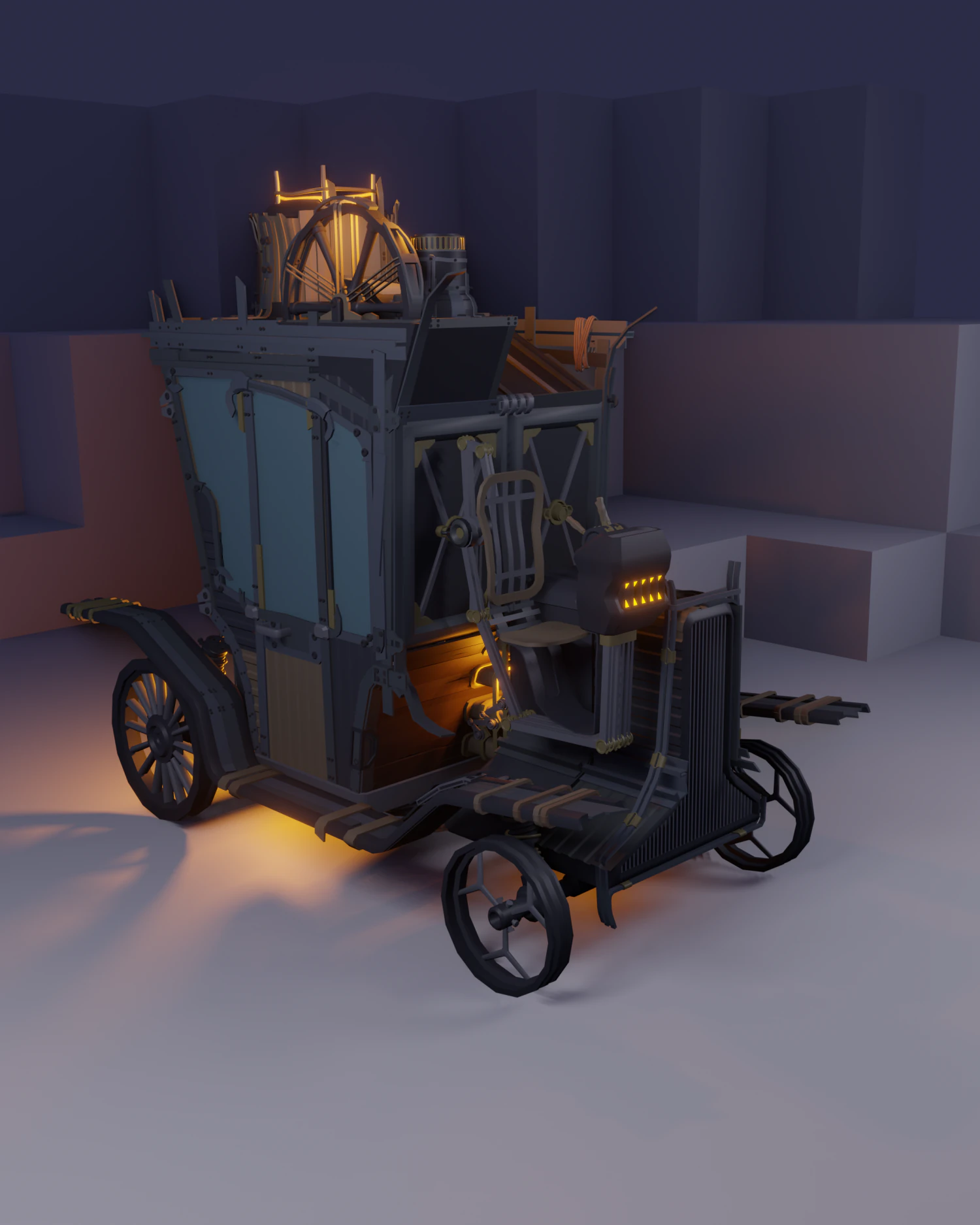 Medieval carriage 3D Model .c4d .max .obj .3ds .fbx .stl .blend 
