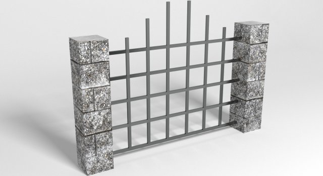 Brick fence 3Dモデル .c4d .max .obj .3ds .fbx .stl .blend 