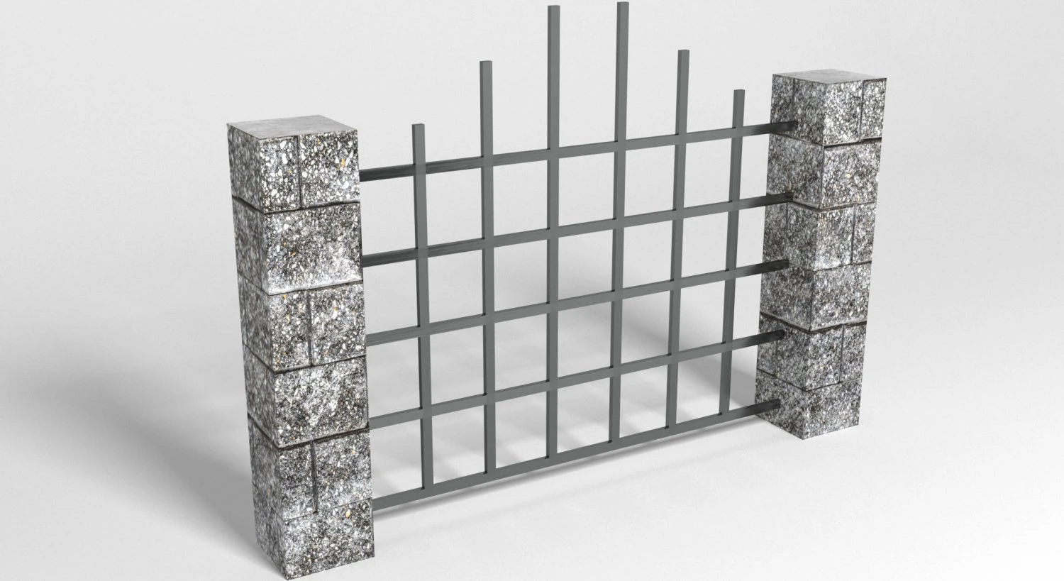 Brick fence 3D Model .c4d .max .obj .3ds .fbx .stl .blend 