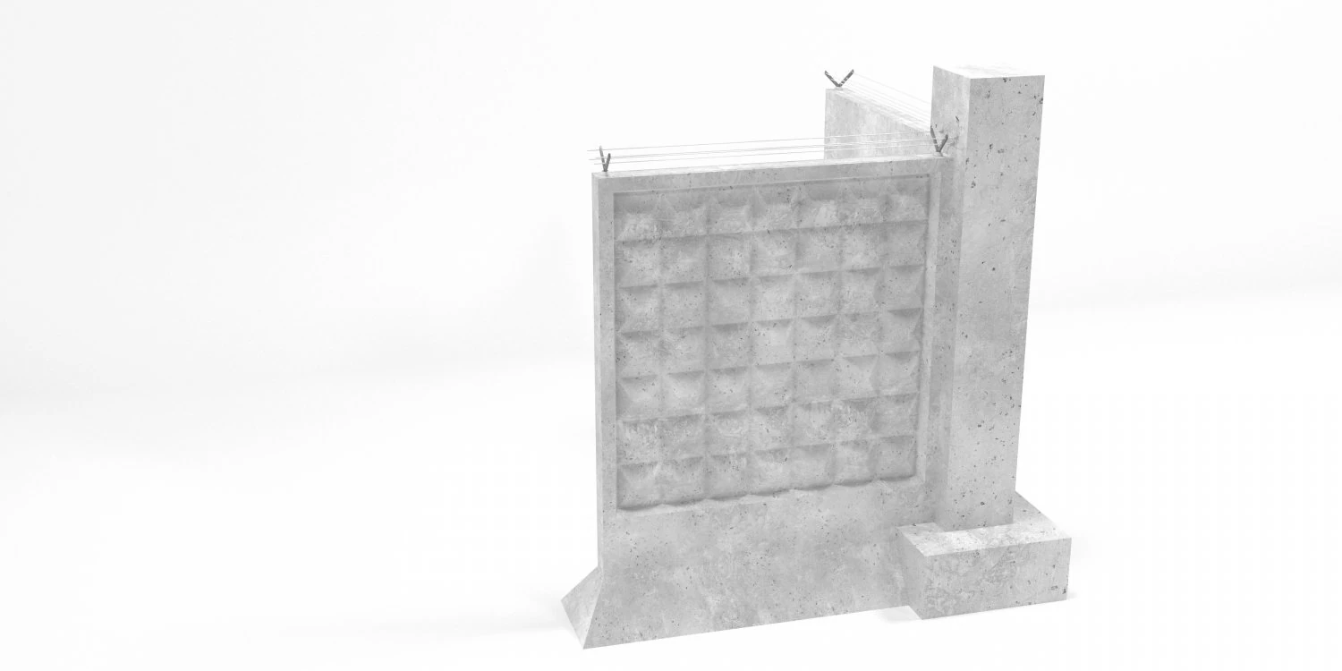 Concrete fence 3D Model .c4d .max .obj .3ds .fbx .stl .blend 