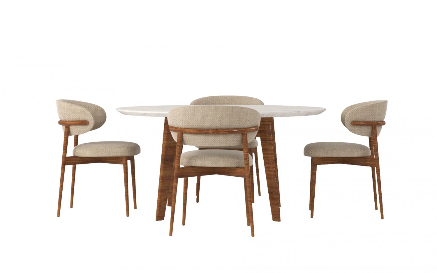 Oleandro table chairs 3D Model .c4d .max .obj .3ds .fbx .stl .blend 