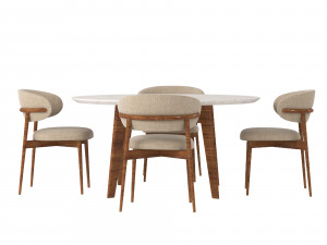Oleandro table chairs Model 3D