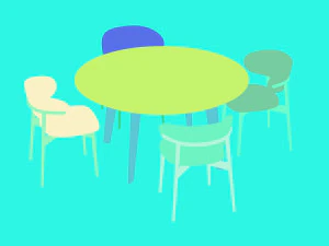 Oleandro table chairs 3D Model
