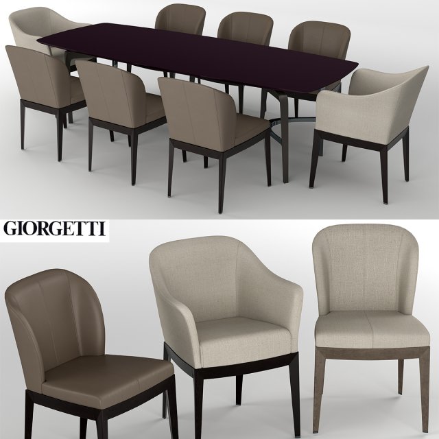 Giorgetti chair table Modèle 3D .c4d .max .obj .3ds .fbx .stl .blend 