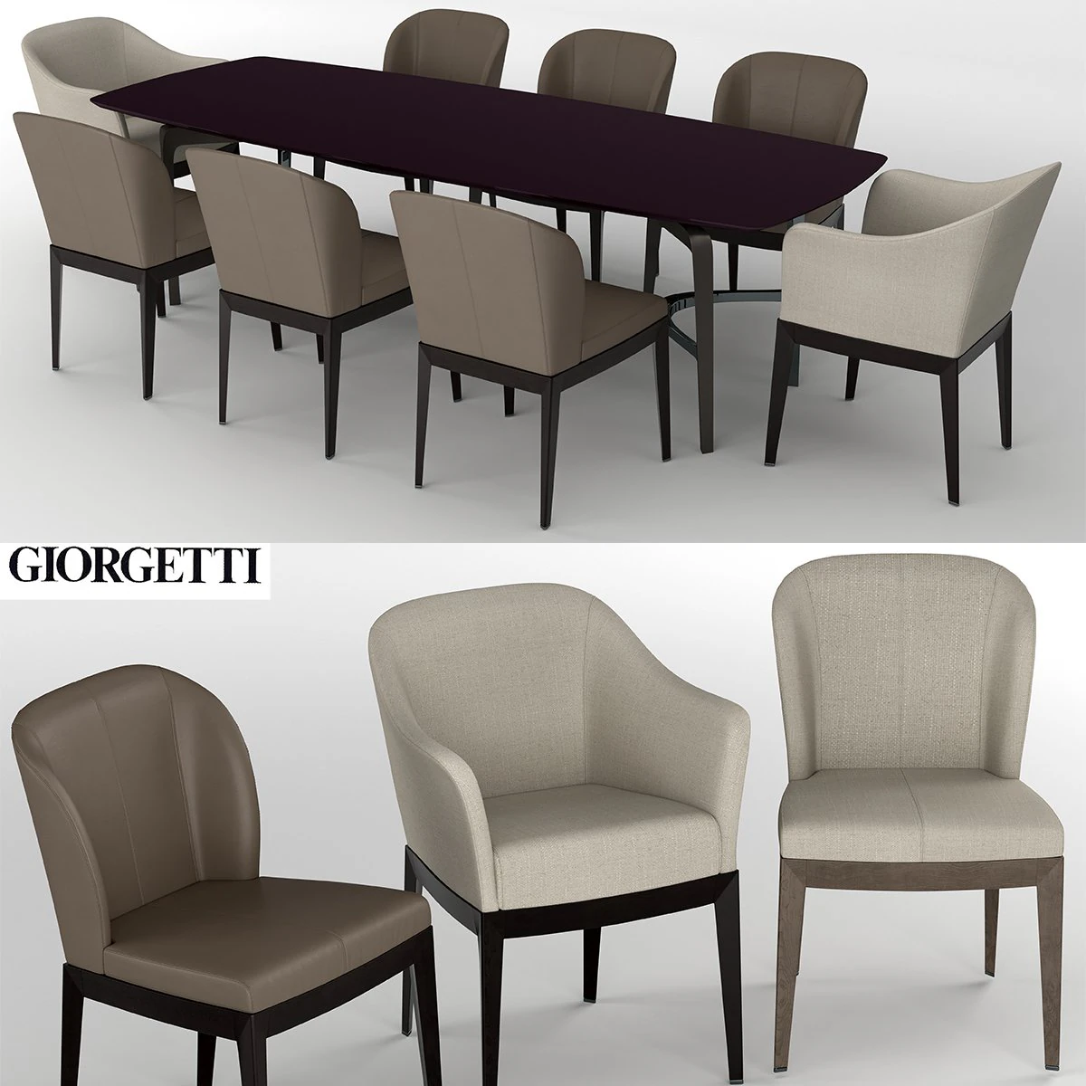 Giorgetti chair table 3D Model .c4d .max .obj .3ds .fbx .stl .blend 