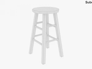 Wooden Stool 3D Model