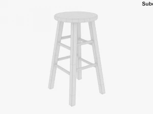Wooden Stool 3D Model