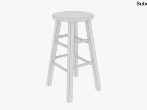 Wooden Stool 3D Model