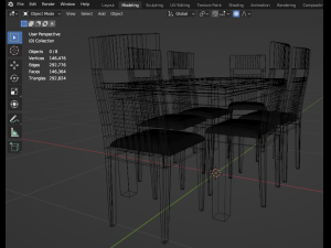 Table and chairs 3D-Modell