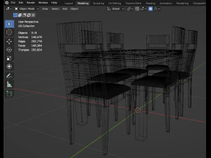 Table and chairs 3D Model