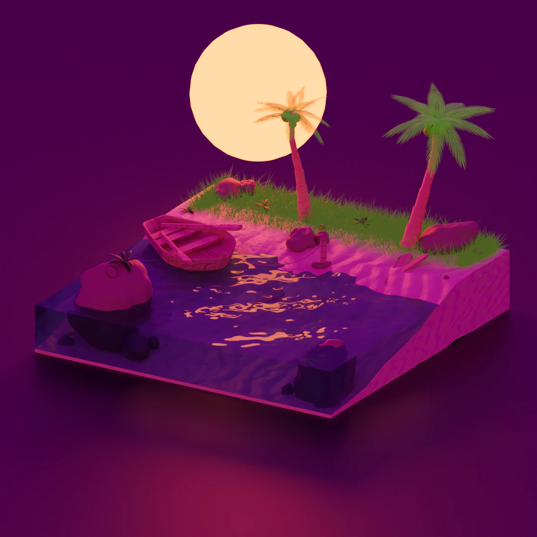 Sunset on the beach 3D Model .c4d .max .obj .3ds .fbx .stl .blend 