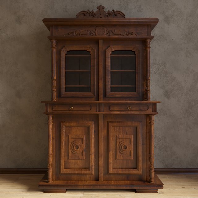 Antique cupboard buffet 3D Модель .c4d .max .obj .3ds .fbx .stl .blend 
