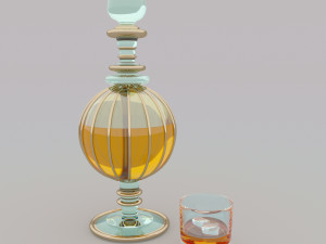 Antique blue glass decanter Modelo 3D