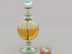 Antique blue glass decanter 3D Model