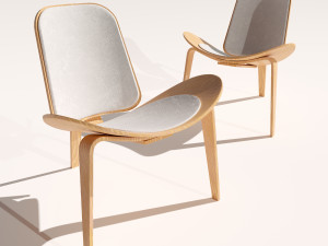 Shell curved armchair Scandinavian style Modèle 3D