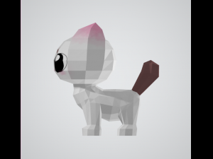 Low-poly white cat 3Dモデル