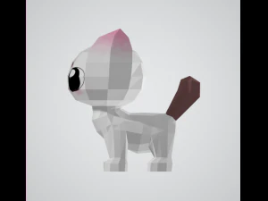 Low-poly white cat 3D Model