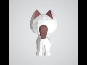 Low-poly white cat 3D Model