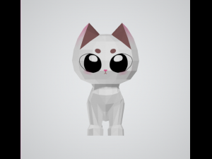 Low-poly white cat 3Dモデル