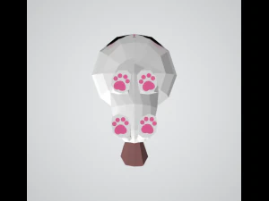 Low-poly white cat 3D Model