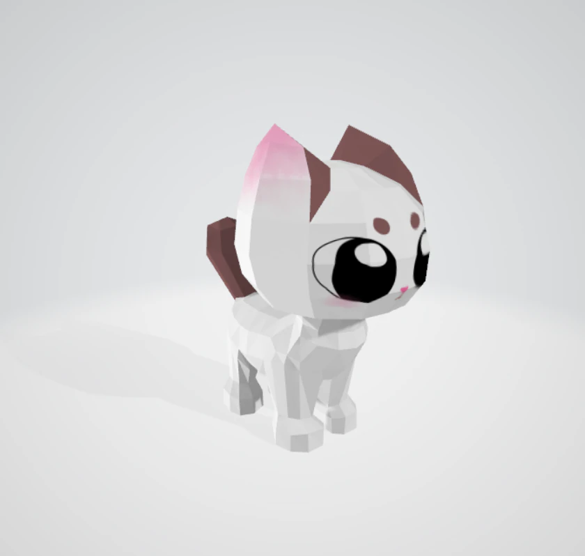 Low-poly white cat 3D Model .c4d .max .obj .3ds .fbx .stl .blend 