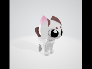 Low-poly white cat 3D-Modell