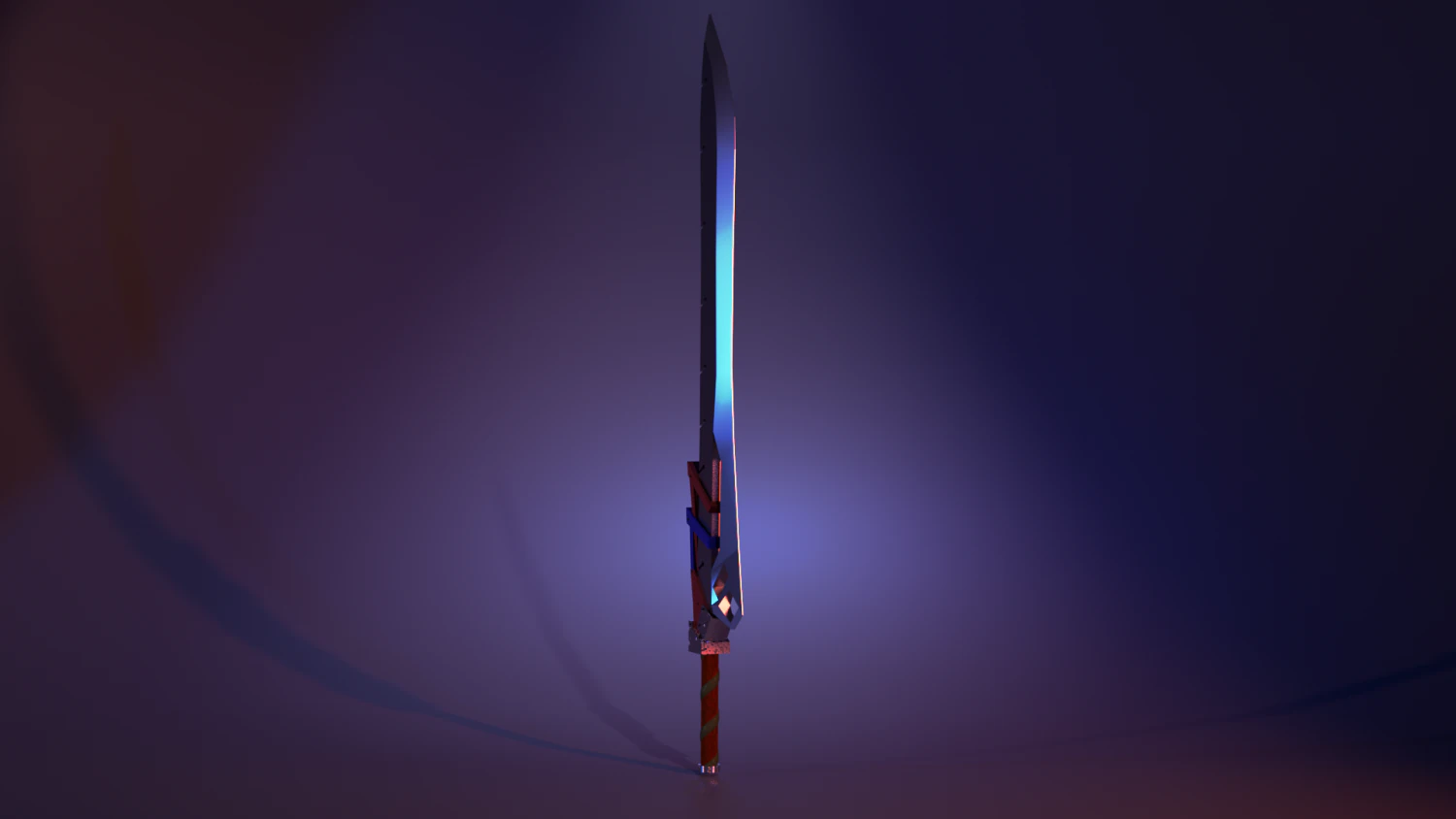 Techno sword 3D Model .c4d .max .obj .3ds .fbx .stl .blend 