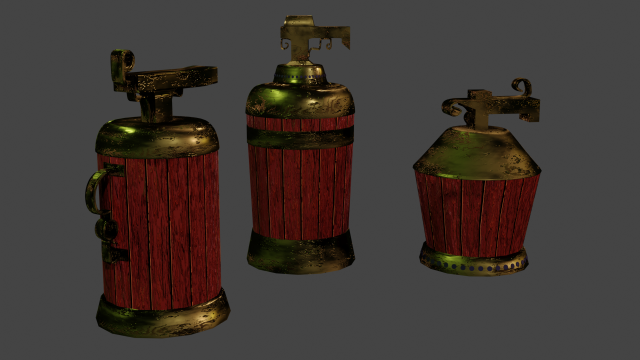 Bottles Wooden Modello 3D .c4d .max .obj .3ds .fbx .stl .blend 