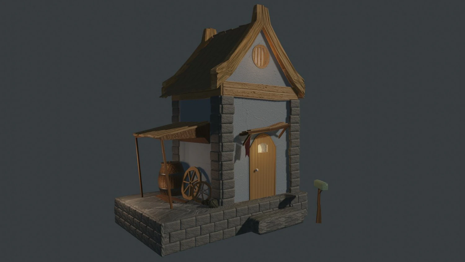 Cartoon house 3D Model .c4d .max .obj .3ds .fbx .stl .blend 