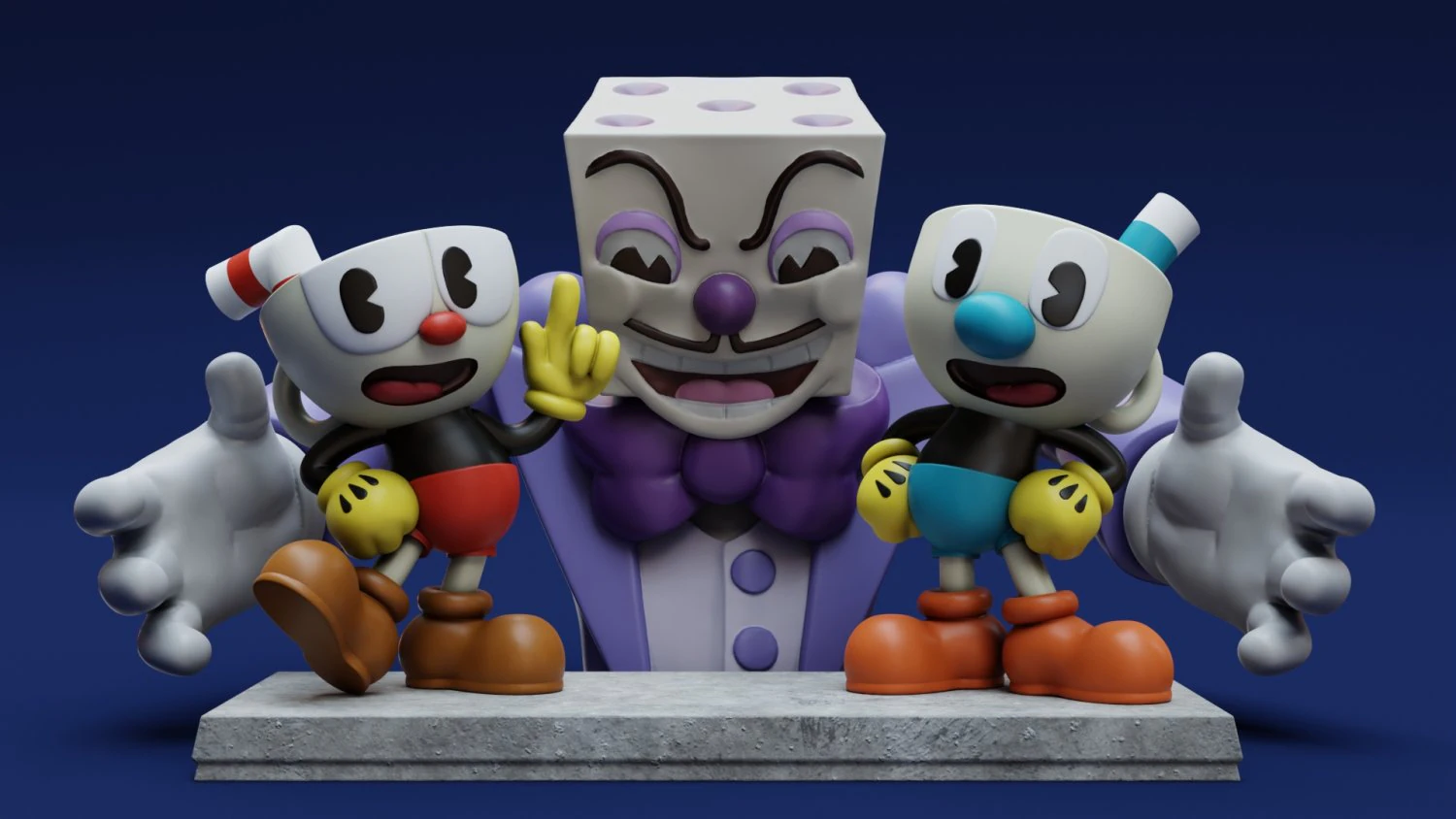Cuphead Mugman and Dice King 3D Print Model .c4d .max .obj .3ds .fbx .stl .blend