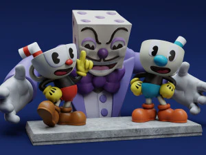 Cuphead Mugman and Dice King 3D Print Model