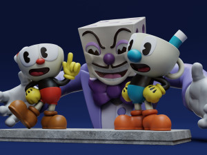 Cuphead Mugman and Dice King 3Dプリントモデル