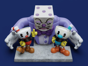 Cuphead Mugman and Dice King 3Dプリントモデル