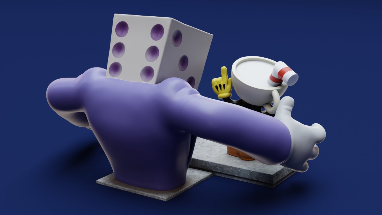 Cuphead Mugman and Dice King 3D Print Model in Figurines 3DExport