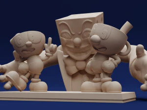 Cuphead Mugman and Dice King 3D Print Model