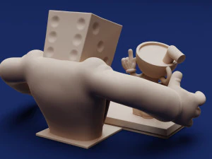Cuphead Mugman and Dice King 3D Print Model