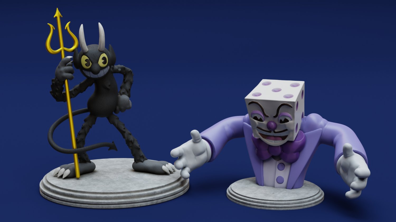 Cuphead Mugman and Dice King 3D Print Model in Figurines 3DExport