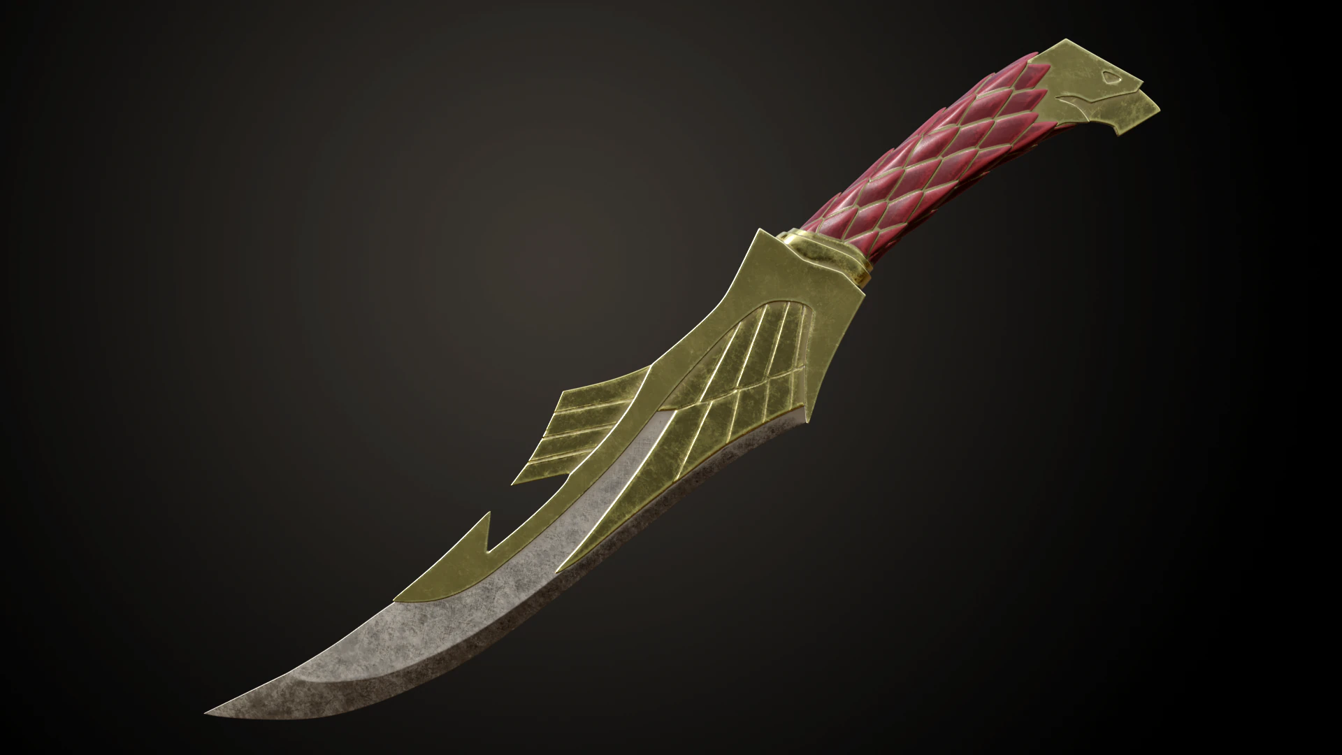 Skyrim Elven Dagger 3D Print Model .c4d .max .obj .3ds .fbx .stl .blend 