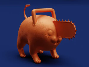Printable Pochita Keychain 3D Print Model