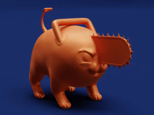 Printable Pochita Keychain 3D Print Model