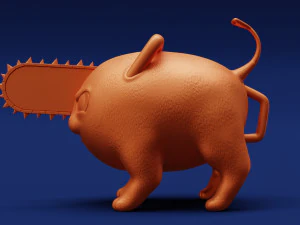 Printable Pochita Keychain 3D Print Model